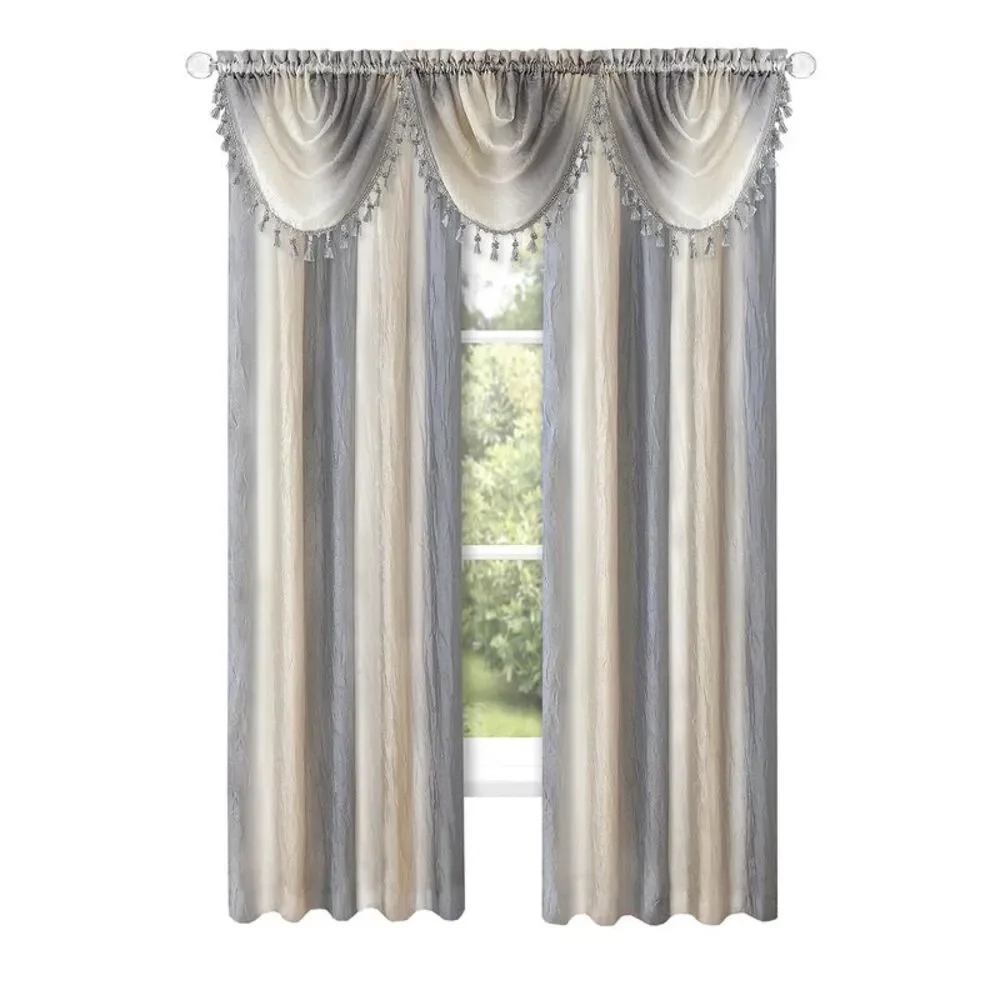 Woven Trends Window Curtains, Modern Semi-Sheer Drapes Window Valance, Silver,